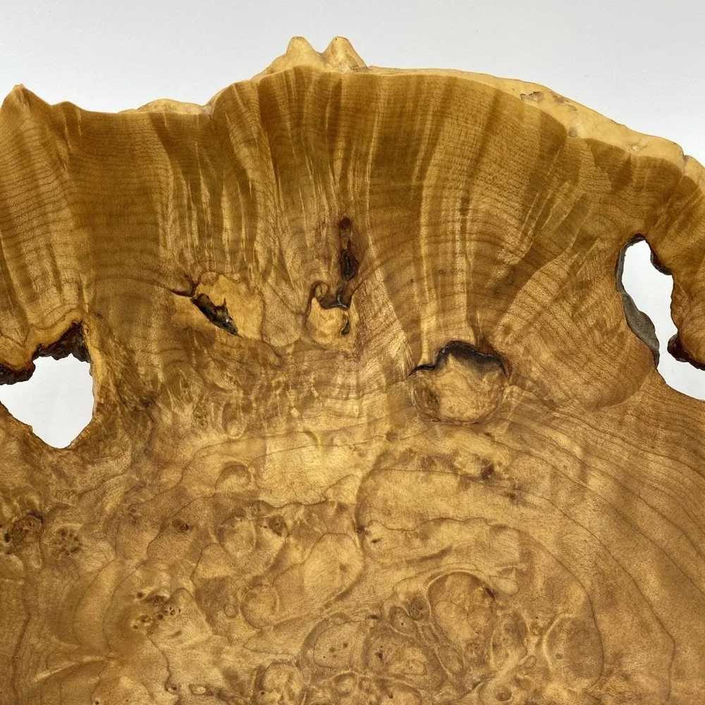 Maple Burl Wood Turned Natural Live Edge Bowl, Artist Signed V Leibrant 0152 Lg